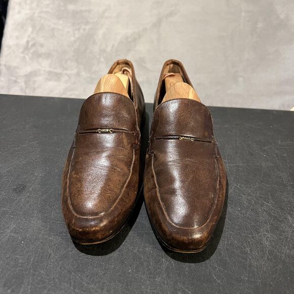 Bally Basel Dress Shoes Mens Size 9.5 M Brown Leather Slip On Made Switzerland
